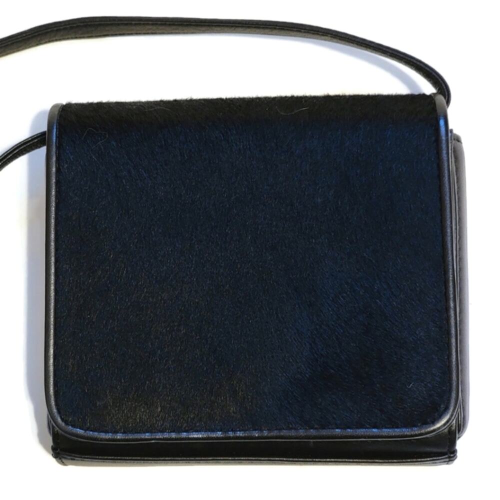 Nicole Miller Black Faux Fur Small Shoulder Bag Pochette OS - Picture 2 of 11